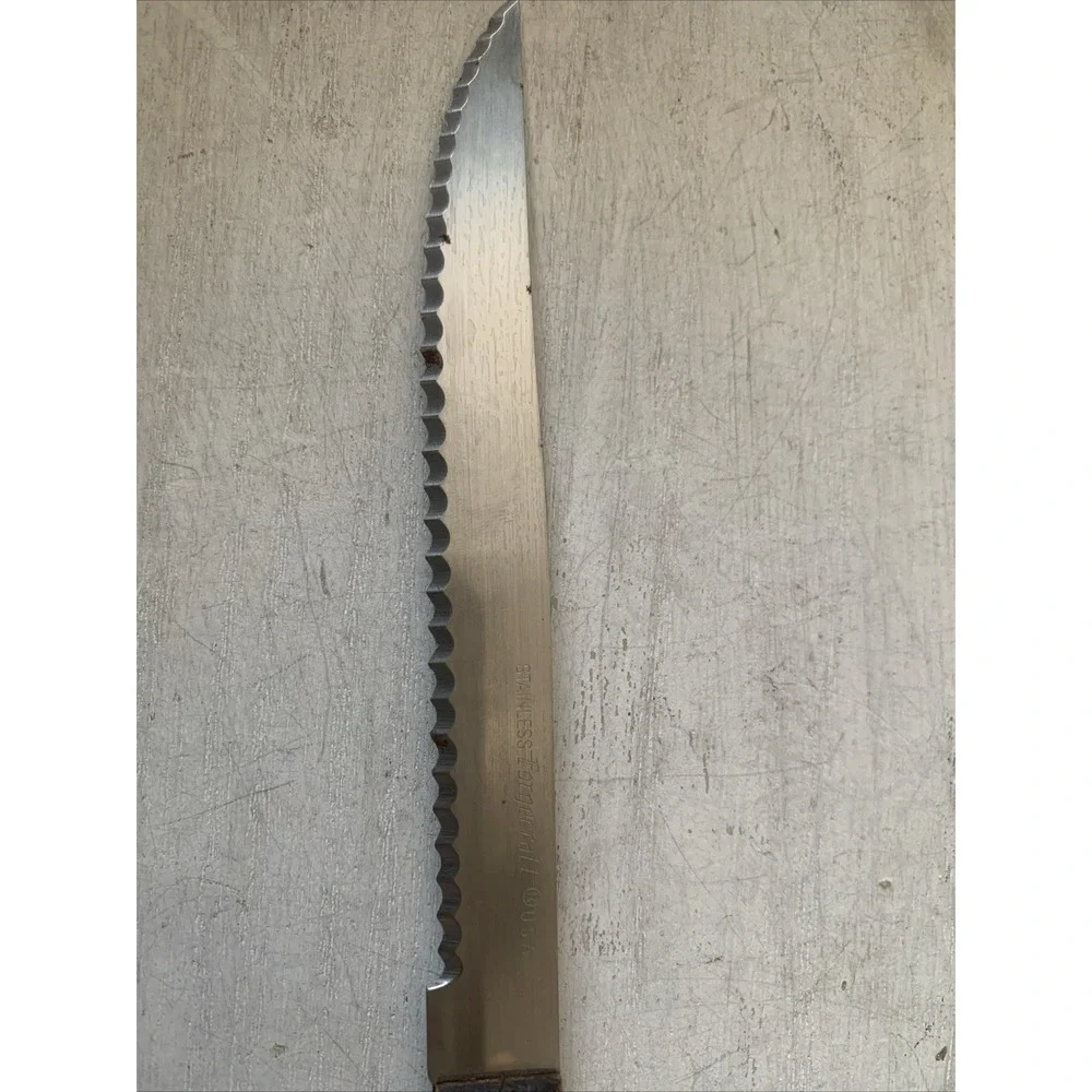 Forgecraft USA Steak Knife Serrated Stainless Steel Wood‎ Handle Vintage 8.25in